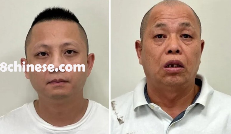两名布碌仑(布鲁克林)华男因涉嫌威胁和试图诱骗一位老妇购买价值75万元的金条，遭逮捕和指控。左为陈新伟；右为黄汤超。(林肯郡警方提供)