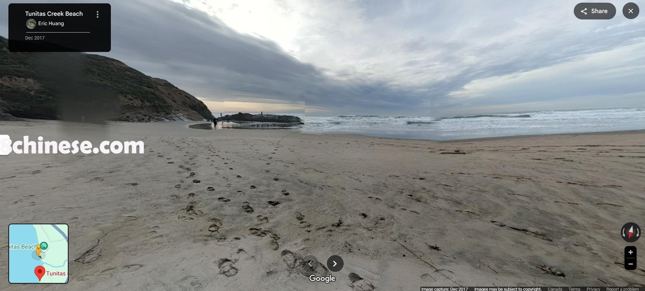 因为两处大型塌方，Tunitas Creek Beach海滩公园将推迟至2026年夏季开放。（取自Google Maps）